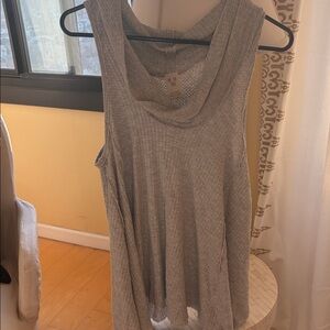 We The Free Light Gray Waffle Knit Tank Top